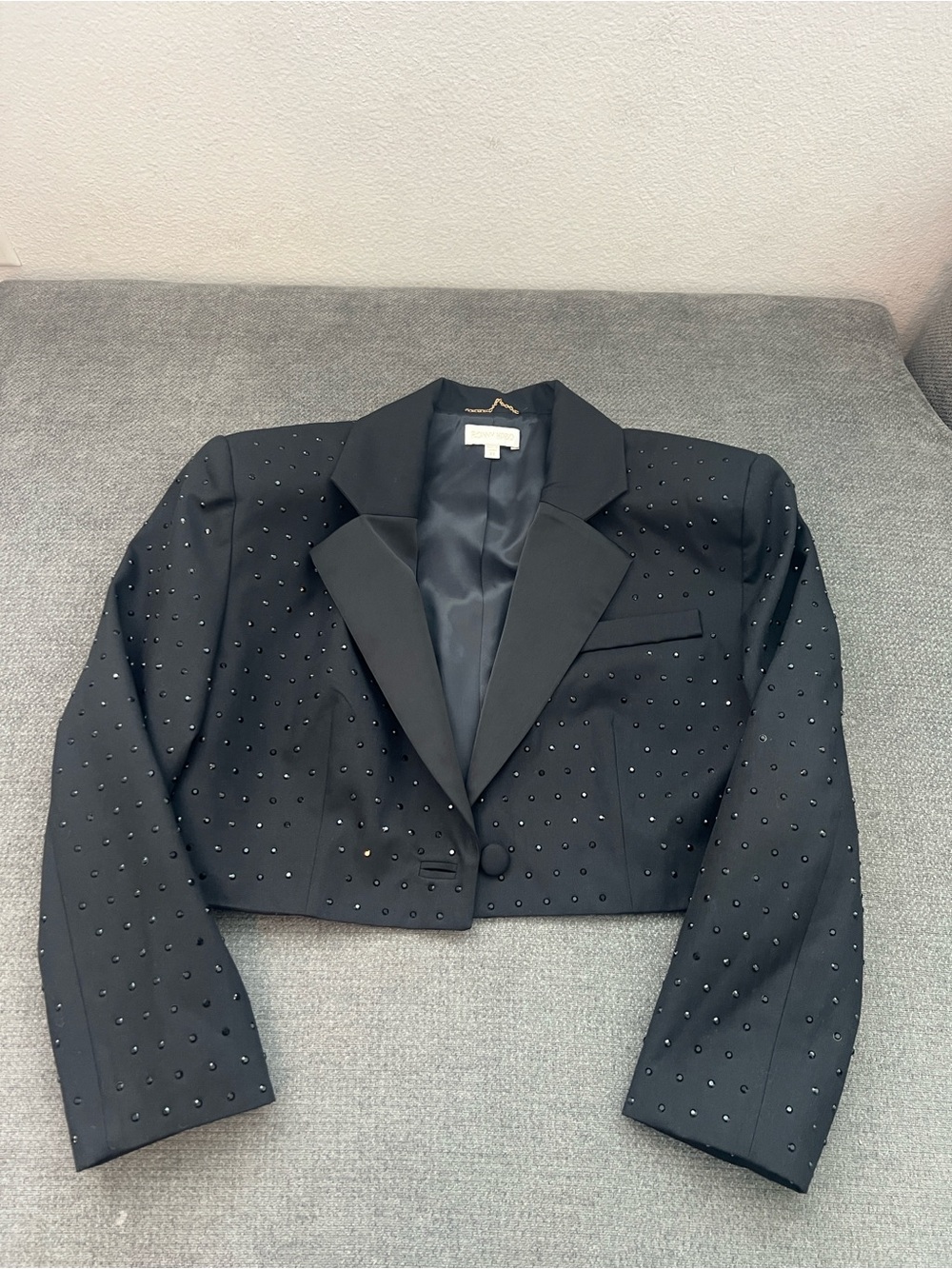 Ronny Kobo Collection Black Cropped Studded Blazer
